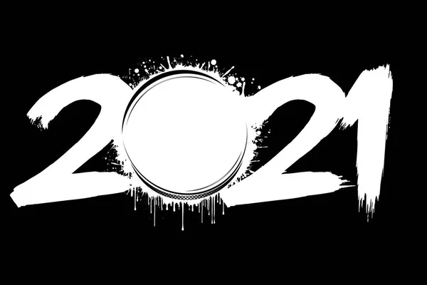 2021 Πρωτοχρονιά και μια μπάλα χόκεϊ από κηλίδες — Διανυσματικό Αρχείο
