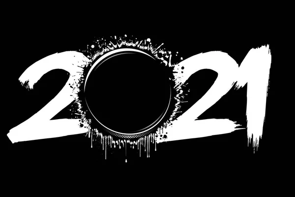 2021 Новий рік і хокейна шайба з блітів — стоковий вектор