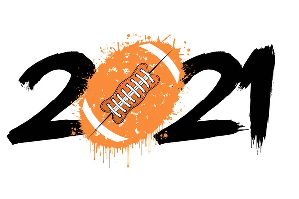 2021 Ano Novo e uma bola de futebol de manchas — Vetor de Stock