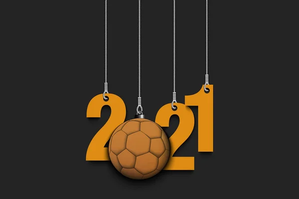 Silvester 2021 und Handball hängen an den Fäden — Stockvektor