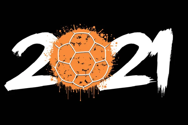 2021 Neujahr und ein Handball aus Klecksen — Stockvektor