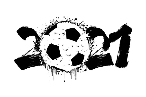 Абстрактні номери 2021 і футбольний м'яч від ботів — стоковий вектор