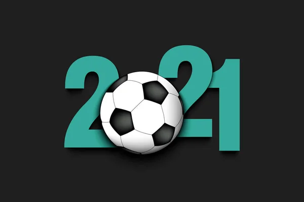 Новорічні номери 2021 і футбольний м'яч — стоковий вектор