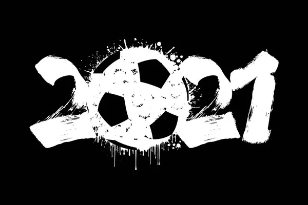 Abstrakt nummer 2021 och fotboll från fläckar — Stock vektor