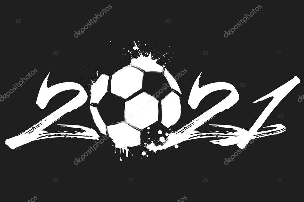 Abstract numbers 2021 and soccer ball from blots