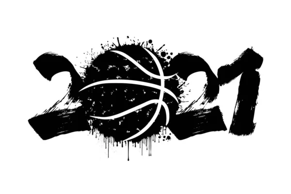 2021 numara ve Blots 'tan basketbol topu — Stok Vektör