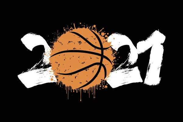 2021 numara ve Blots 'tan basketbol topu — Stok Vektör