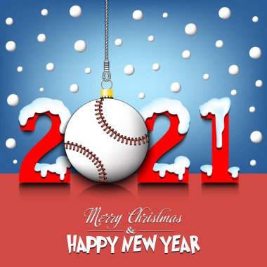 2021 Yeni Yıl ve iplere asılı beyzbol topu