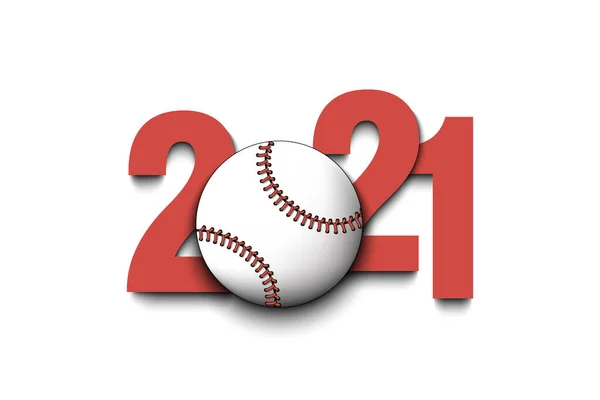 Números de Año Nuevo 2021 y pelota de béisbol — Archivo Imágenes Vectoriales