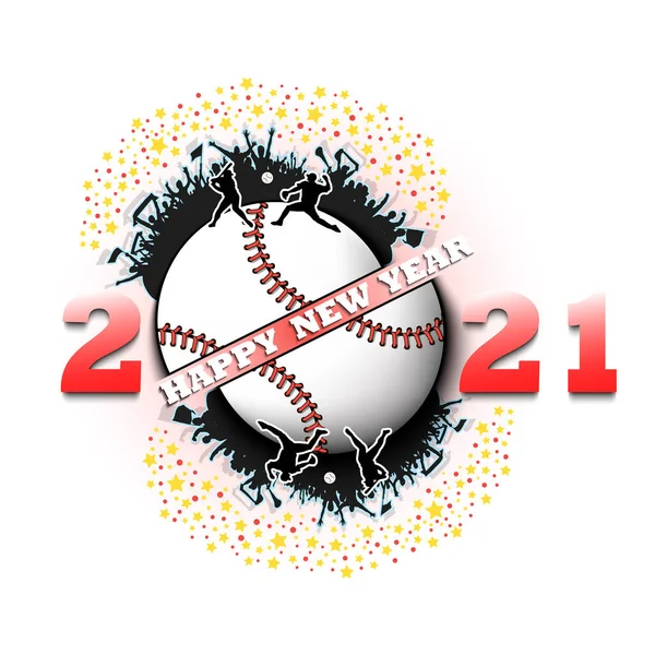 С Новым 2021 годом и бейсбольный мяч — стоковый вектор