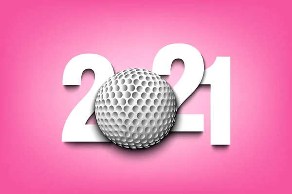 Jahreszahlen 2021 und Golfball — Stockvektor