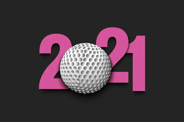 新年番号2021とゴルフボール — ストックベクタ