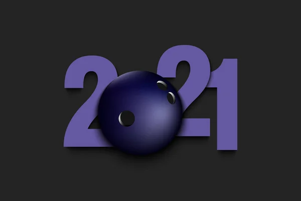 Yeni yıl numaraları 2021 ve bowling topu — Stok Vektör