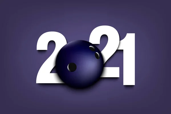 Yeni yıl numaraları 2021 ve bowling topu — Stok Vektör