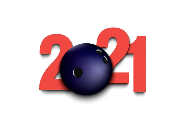 Números de Año Nuevo 2021 y bola de bolos — Archivo Imágenes Vectoriales