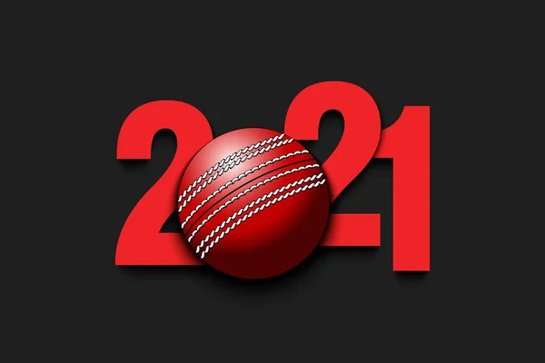 Νέα Έτος αριθμούς 2021 και μπάλα του κρίκετ — Διανυσματικό Αρχείο