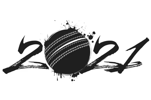 Números abstratos 2021 e bola de críquete de manchas — Vetor de Stock