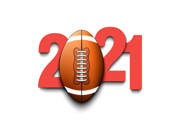 Nový rok čísla 2021 a fotbalový míč — Stockový vektor