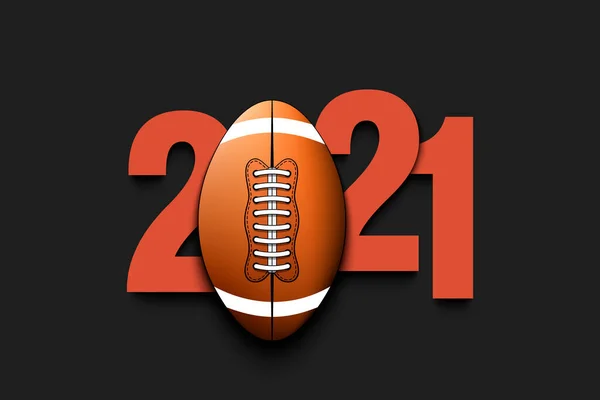 Nový rok čísla 2021 a fotbalový míč — Stockový vektor