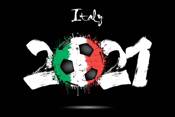 摘要2021年的数字和足球彩绘的意大利国旗的颜色为粗俗风格 2021年的数据和意大利国旗的形式足球由斑点 矢量说明 — 图库矢量图片
