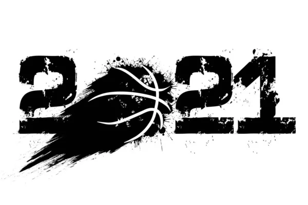 Soyut Numaralar 2021 Grunge Tarzında Lekelerden Yapılmış Basketbol Topu 2021 — Stok Vektör