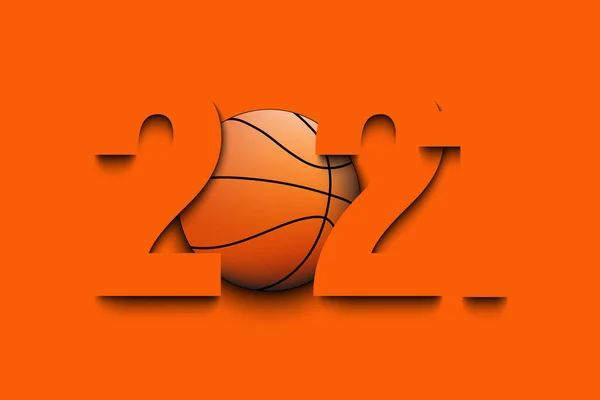Nouvel 2021 Ballon Basket Sur Fond Isolé Modèle Conception Créative — Image vectorielle