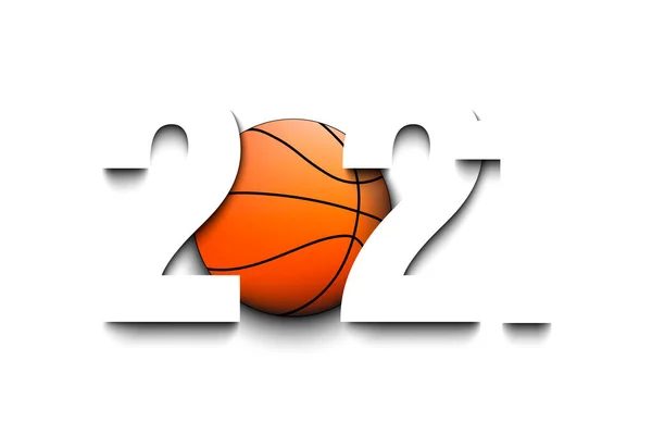 2021 Numaralı Yeni Yıl Izole Bir Arka Planda Basketbol Topu — Stok Vektör