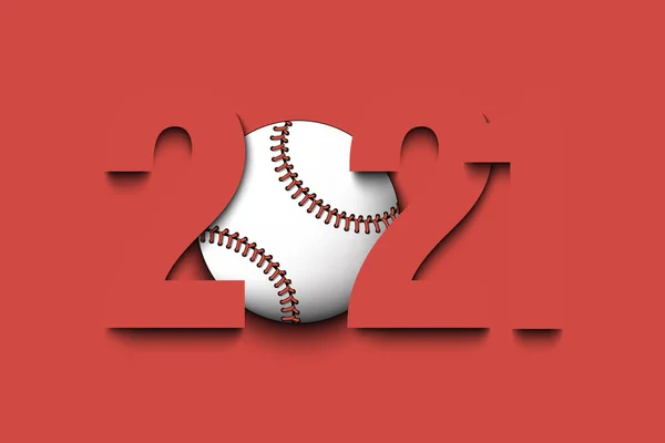 Numery Noworoczne 2020 Piłka Baseballowa Odosobnionym Tle Kreatywny Wzór Kartkę — Wektor stockowy