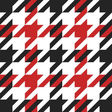 Kaz ayağı. Noel Kargası 'nın şekli kırmızı ve siyah kafesteki ayaklardır. Glen ekose. Houndstooth tartan tüvit. Köpek dişi. İskoç kontrollü arka planı. Kusursuz kumaş dokusu. Vektör illüstrasyonu