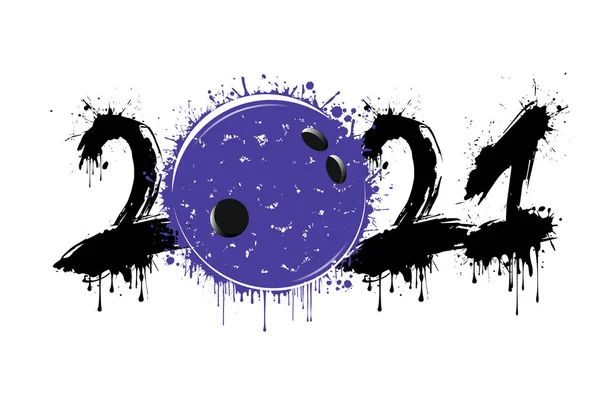 Números Abstractos 2021 Bola Bolos Hecha Manchas Estilo Grunge 2021 — Vector de stock