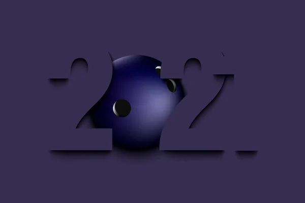 Capodanno Numeri 2021 Palla Bowling Uno Sfondo Isolato Modello Design — Vettoriale Stock