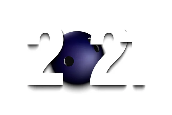 New Year Numbers 2021 Bowling Ball Isolated Background Creative Design — Stock Vector