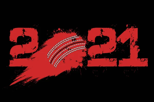 Numeri Astratti 2021 Palla Cricket Fatta Macchie Stile Grunge 2021 — Vettoriale Stock