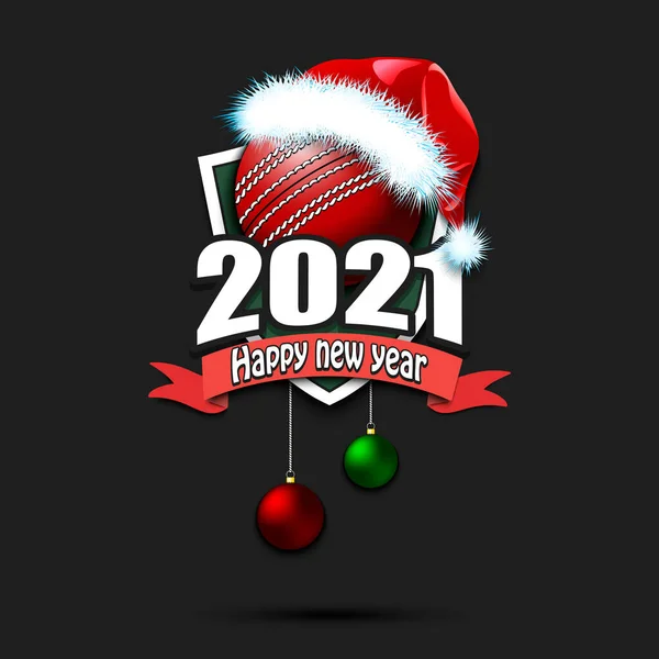 Feliz Año Nuevo 2021 Diseño Plantilla Logo Cricket Pelota Cricket — Vector de stock