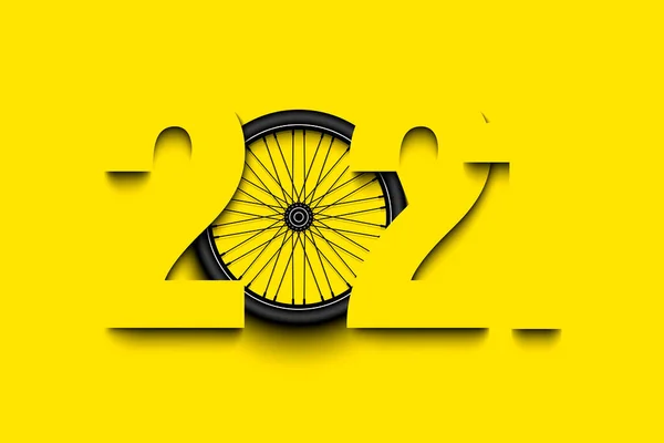 Números Año Nuevo 2021 Rueda Bicicleta Sobre Fondo Aislado Patrón — Archivo Imágenes Vectoriales