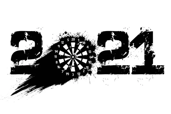 Abstract Numbers 2021 Dartboard Made Blots Grunge Style 2020 New — Stock Vector