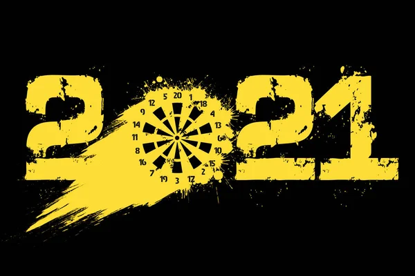 Absztrakt Számok 2021 Darts Tábla Készült Foltok Grunge Stílusban 2020 — Stock Vector