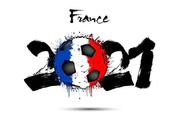 Números Abstractos 2021 Pelota Fútbol Pintado Los Colores Bandera Francia — Vector de stock