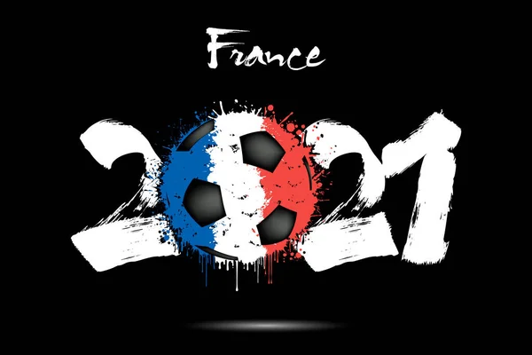 Абстрактные Номера 2021 Футбольный Мяч Раскрашенные Цвета Флага Франции Гранж — стоковый вектор