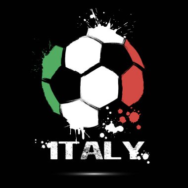 İtalyan ulusal bayrağı renginde soyut futbol topu. İzole bir arka planda yapılmış bir futbol topu şeklinde İtalya bayrağı. Futbol şampiyonası afişi. Vektör illüstrasyonu