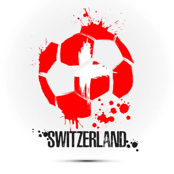 Abstrakt Fotboll Med Schweiziska Nationella Flaggan Färger Flagga Schweiz Form — Stock vektor