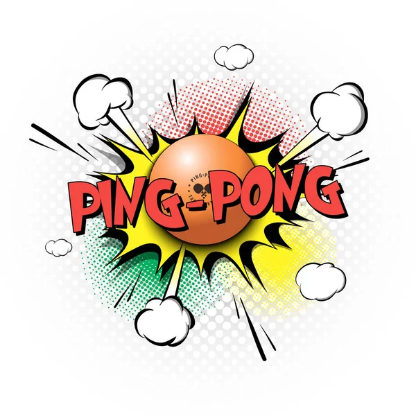 Comic Bang Con Texto Expresión Ping Pong Plantilla Frase Sonido — Archivo Imágenes Vectoriales