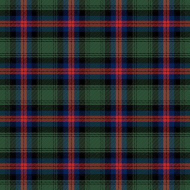 Tartan ekose. İskoç desenli kırmızı, yeşil ve siyah kafes. İskoç kafesi. Geleneksel İskoç geçmişi. Kusursuz kumaş dokusu. Vektör illüstrasyonu