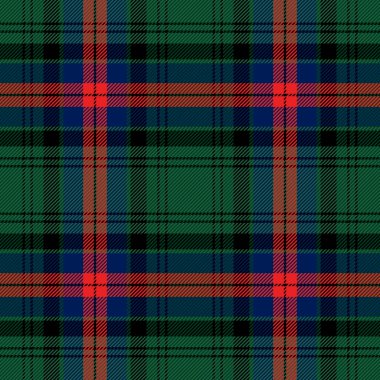 Tartan ekose. İskoç desenli kırmızı, yeşil ve siyah kafes. İskoç kafesi. Geleneksel İskoç geçmişi. Kusursuz kumaş dokusu. Vektör illüstrasyonu