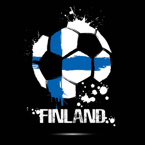 带有芬兰国旗颜色的足球抽象 芬兰国旗 以足球的形式在孤立的背景下制作 足球锦标赛的横幅矢量说明 — 图库矢量图片