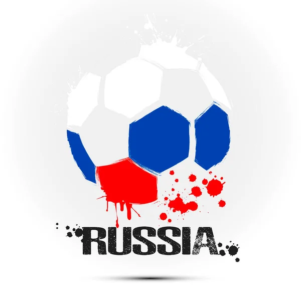 Abstract Voetbal Met Russische Vlag Kleuren Vlag Van Rusland Vorm — Stockvector