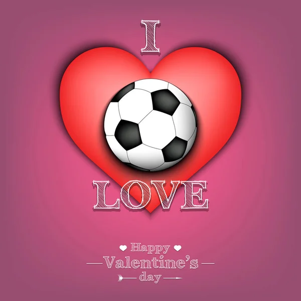 Adoro Calcio Buon San Valentino Modello Design Sul Tema Del — Vettoriale Stock