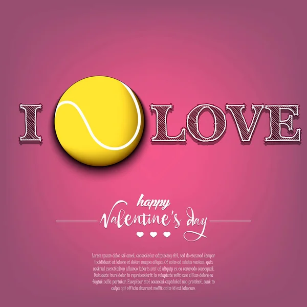 Люблю Теніс Днем Святого Валентина Дизайн Вітальні Картки Логотип Емблема — стоковий вектор