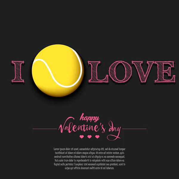 Miluju Tenis Šťastného Valentýna Vzor Designu Motivu Tenisu Pro Přání — Stockový vektor