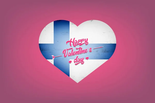 心脏与芬兰国旗的颜色 芬兰国旗 以心脏的形式制作 背景孤立 情人节贺卡的设计模式 矢量说明 — 图库矢量图片
